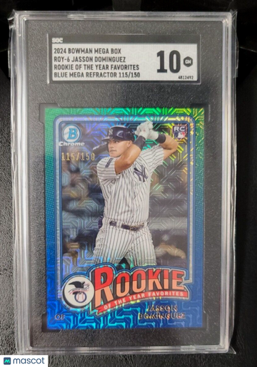 2024 Bowman Jasson Dominguez #ROY-6 Blue Parallel/Variety Rookie Insert SGC 10