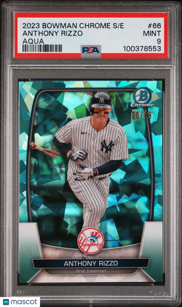 2023 Bowman Chrome Sapphire Edition Anthony Rizzo #66 Aqua PSA 9