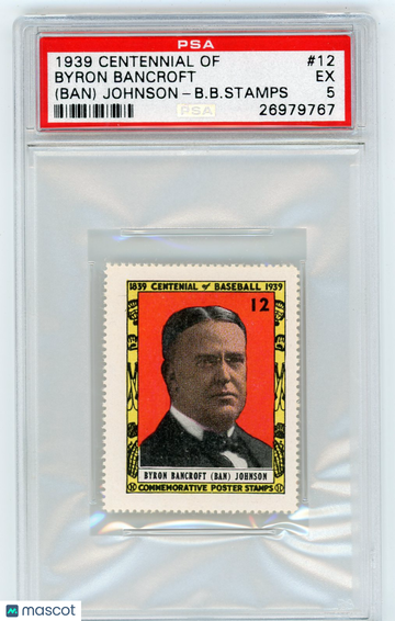 1939 Centennial Of Baseball Stamps Byron Bancroft #12 PSA 5