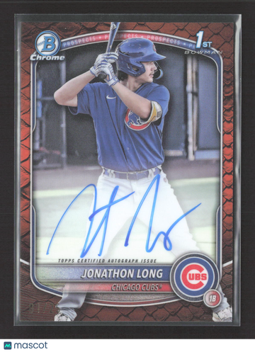 2025 Topps Bowman Chrome Jonathon Long #CPA-JLG Red Lava Refractor /2 1st Bowman