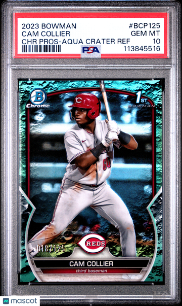 2023 Bowman Chrome Prospects Cam Collier #BCP125 Aqua Crater Ref PSA 10