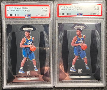 (2) Donovan Mitchell Prizm PSA 9