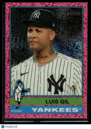 2025 Topps Heritage Luis Gil #142 Chrome Pink Sparkle Refractor