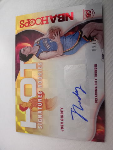 2021-22 Panini NBA Hoops JOSH GIDDEY Autograph /25 Red Hot Signatures Rookies RC Near Mint Oklahoma City Thunder