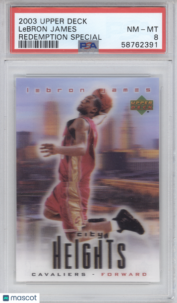 2003 Upper Deck Redemption Special LeBron James City Heights PSA 8