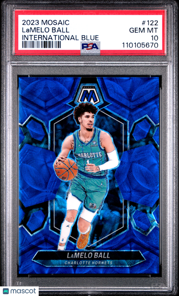 2023 Panini Mosaic Lamelo Ball International Blue 21/25 #122 PSA 10