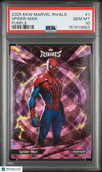 2025 Kakawow Phantom Marvel Rivals Spider-Man Purple /115 #1 PSA 10