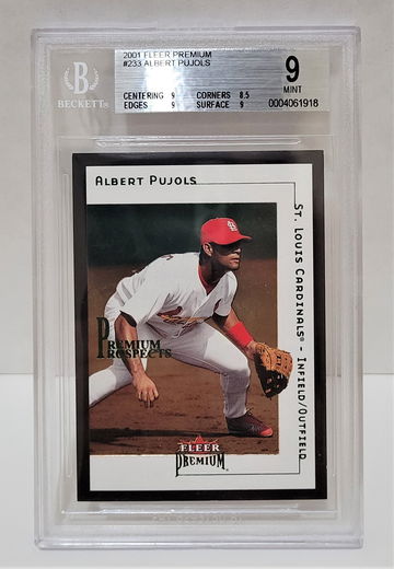 2001 Fleer Premium Albert Pujols #/1999 RC #233 - BGS 9 MINT Rookie
