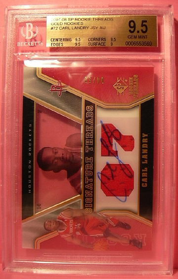 2007-08 SP ROOKIE THREADS GOLD ROOKIES #72 CARL LANDRY AUTO 04/50 BGS 9.5 GEM MINT