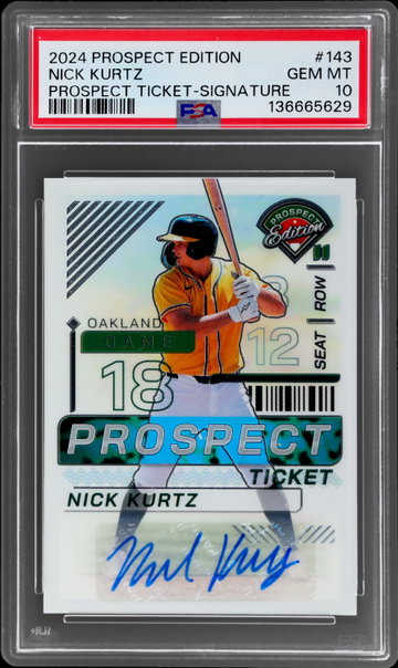 2024 Panini Prospect Edition Holo Prospect Ticket Signatures Silver Nick Kurtz PSA 10