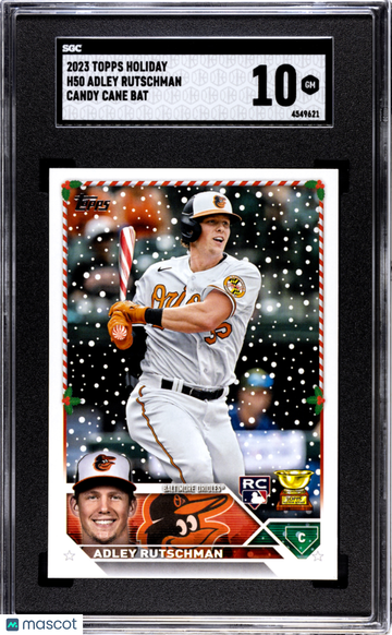 2023 Topps Holiday Adley Rutschman #H50 Candy Cane Bat SGC 10