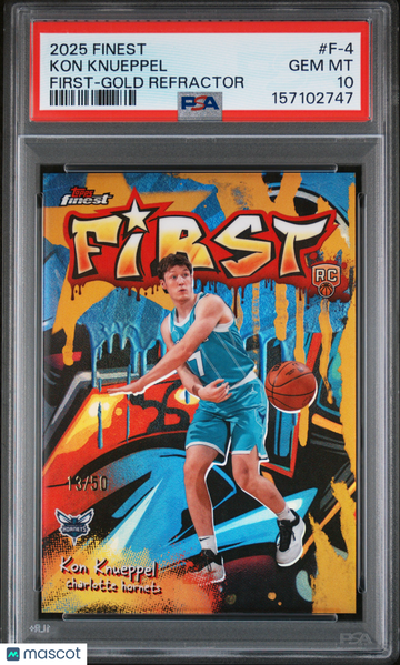 2025 Topps Finest First Kon Knueppel #F-4 Gold Refractor /50 PSA 10