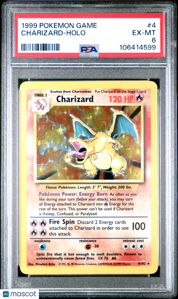 1999 Pokemon Game Charizard PSA 6 #4