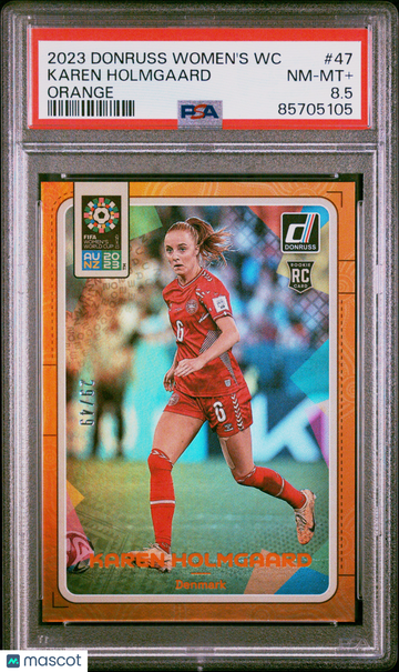 2023 Panini Donruss FIFA Women's World Cup Karen Holmgaard #47 Orange PSA 8.5