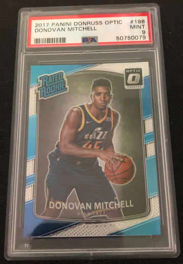 2017 Donruss Optic #188 Donovan Mitchell Rated Rookie RC PSA 9 Mint