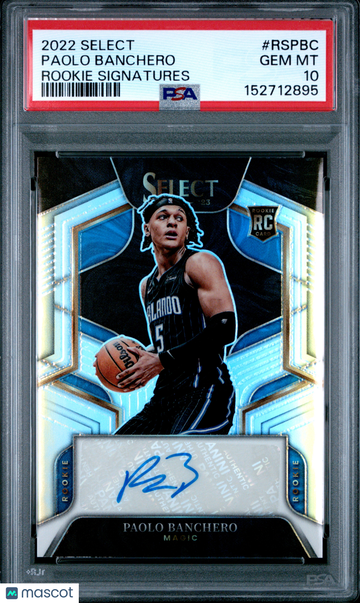 2022 Panini Select Rookie Signatures Paolo Banchero #RSPBC Silver Prizm RC PSA 10