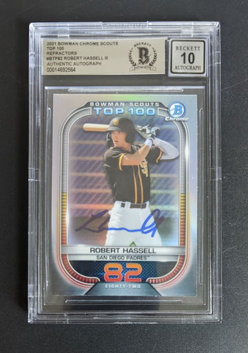 Robert Hassell III Autographed 2021 Bowman Chrome Scouts Top 100 Refactor! 10 Grade Auto!