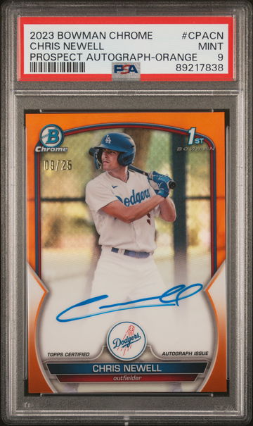 2023 Bowman Chrome Orange Refractor Chris Newell #CPA-CN Auto /25 PSA 9