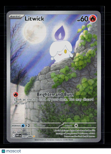 2025 Scarlet & Violet White Flare Litwick Holo Secret Rare #101/86