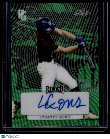 2023 Leaf Metal Perfect Game Marble Logan de Groot #MA-LDG Metal Auto Marble Green SN AU