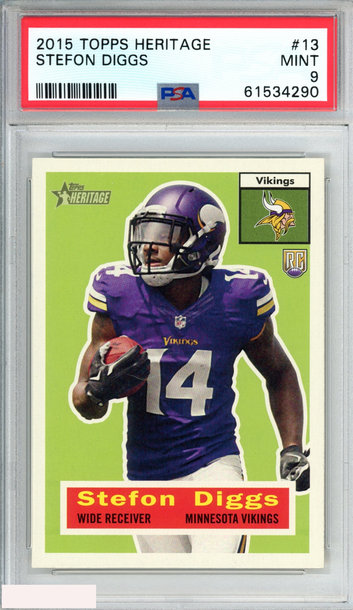 2015 TOPPS HERITAGE STEFON DIGGS #13 ROOKIE RC MINNESOTA VIKINGS PSA 9 MINT