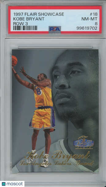 1997 Flair Showcase Showtime ROW 3 Kobe Bryant #2 Row 3 Parallel/Variety Base Set PSA 8
