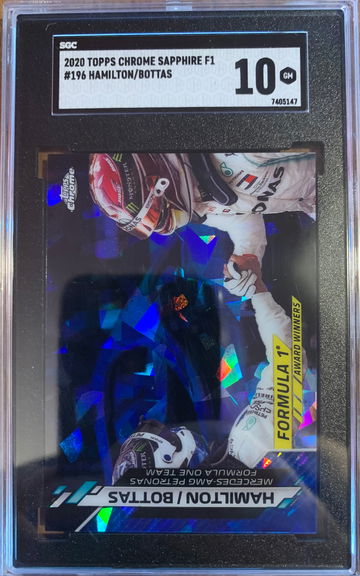 2020 Topps Chrome Sapphire Formula 1 Hamilton/Bottas #196 SGC 10