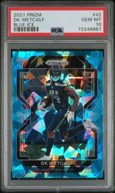 2021 PANINI PRIZM DK METCALF BLUE ICE PSA 10