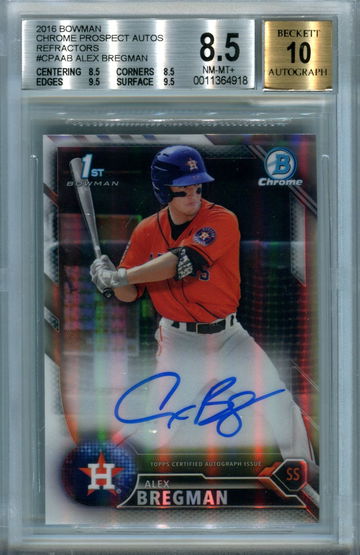 Alex Bregman refractor /499 BGS 8.5 auto 10