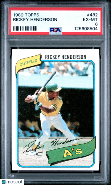 1980 Topps Rickey Henderson #482 Rookie HOF Rookie PSA 6