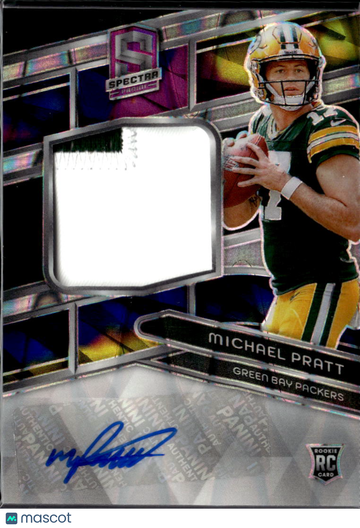 Michael Pratt 2024 Panini Spectra Patch RC Auto /70 Green Bay Packers