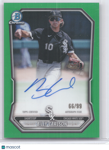 2026 Bowman Chrome Prospect Autograph Billy Carlson #CPA-BC Green Refractor 66/99