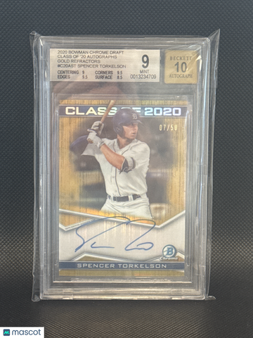 2020 Bowman Chrome Draft Class of '20 Autographs Gold Refractors Spencer Torkelson #C20AST BGS 9 Auto 10