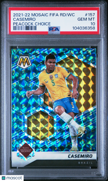 2021 Panini Mosaic FIFA Road To World Cup Casemiro #157 Peacock Choice PSA 10