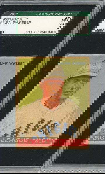1933 Goudey Ralph Kress #33 SGC 3 P1361