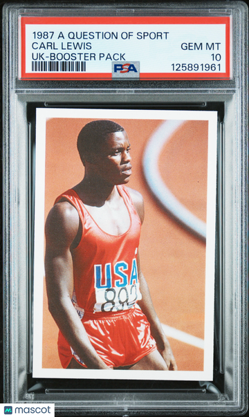 1987 A Question Of Sport Uk Carl Lewis Booster Pack SP PSA 10