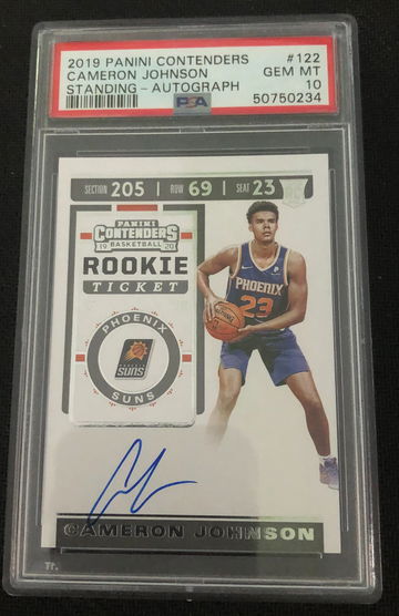 2019 Panini Contenders #122 Cameron Johnson Standing Rookie Ticket Auto RC PSA 10 Gem