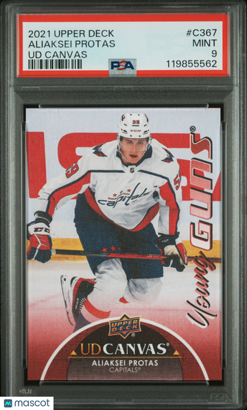 2021-2022 Upper Deck UD Canvas Aliaksei Protas #C367 Canvas Young Guns Rookie PSA 9