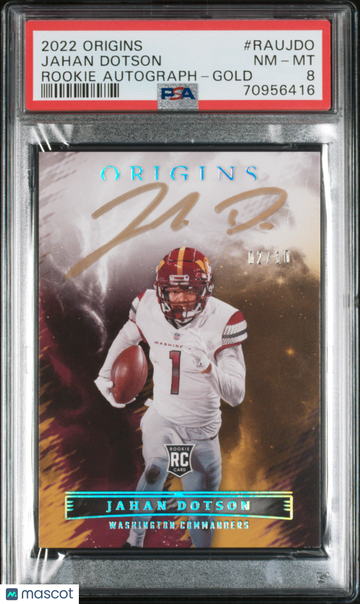 2022 Origins Jahan Dotson Rookie Auto Gold /10 GOLD PSA 8