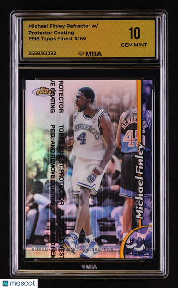 1998 Topps Finest Michael Finley Refractor w/ Protector Coating #169 MBA 10
