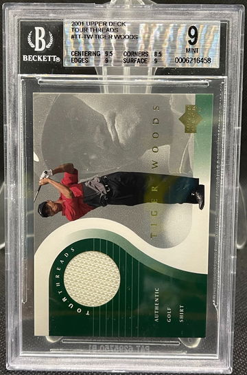 2001 Upper Deck Tiger Woods Tour Threads Rc #TT-TW BGS 9