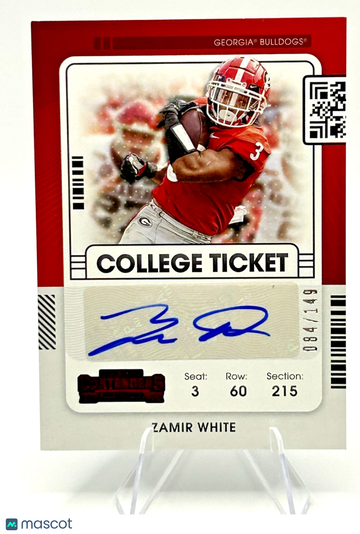 2022 Panini Chronicles Draft Picks Football Card CCT-ZWH Zamir White Red Auto Panini Authentic