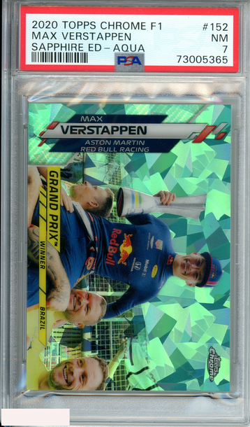 2020 TOPPS CHROME F1 MAX VERSTAPPEN #152 SAPPHIRE ED-AQUA 51 OF 99 PSA 7 NM