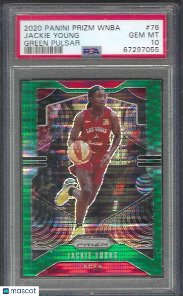 2020 Panini Prizm WNBA Jackie Young #76 Green Pulsar PSA 10