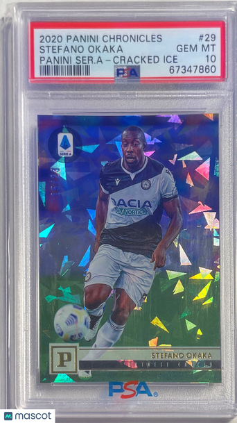 2020 Panini Chronicles Panini Serie A Stefano Okaka #29 Ser. A Cracked Ice PSA 10