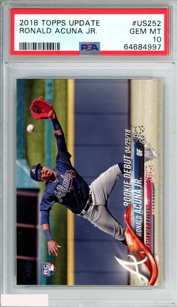 2018 TOPPS UPDATE RONALD ACUNA JR #US252 ROOKIE RC ATLANTA BRAVES PSA 10 GEM MT