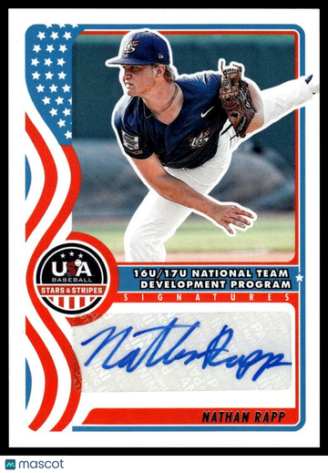 2025 Panini Stars and Stripes USA Baseball Nathan Rapp #NTS-NR 16U/17U National Team Signatures AU