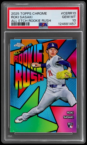 2025 Topps Chrome Roki Sasaki All Etch Rookie Rush PSA 10
