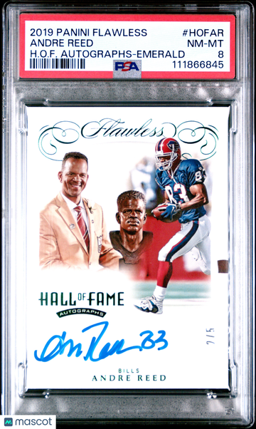 2019 Flawless Andre Reed H. O. F. Emerald Auto /5 PSA 8