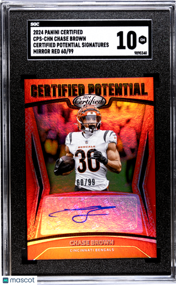 2024 Panini Certified Chase Brown #CPS-CHN Potential Sigs. Mirror Red SGC 10